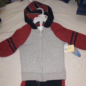 2pc red and gray sweat suit